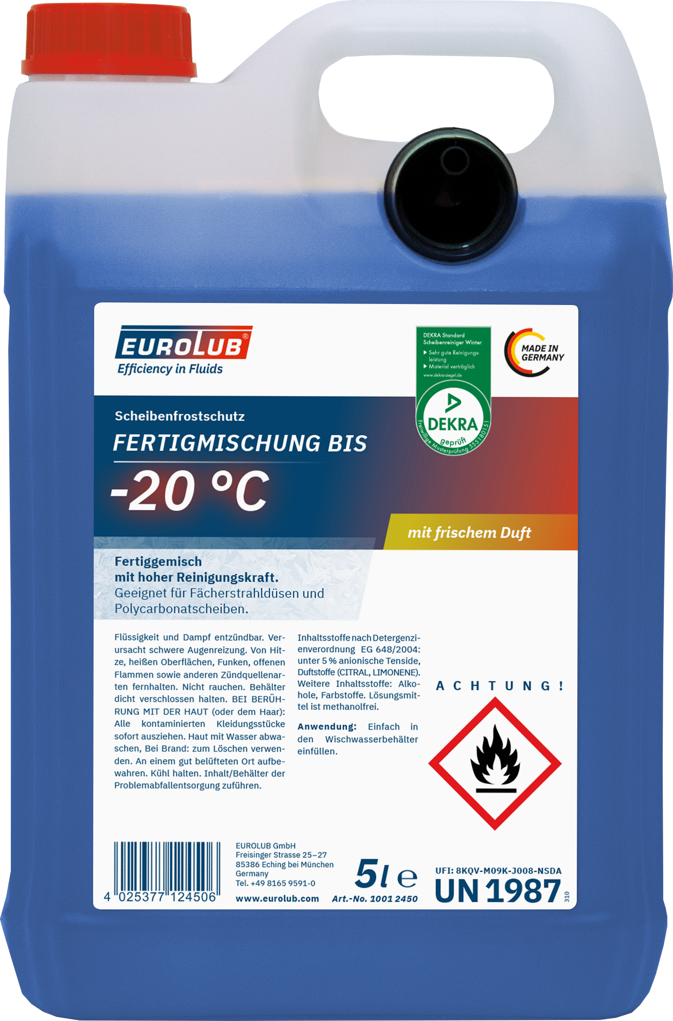 EuroLub Scheibenfrostschutz Fertiggemisch -20°C 5 L